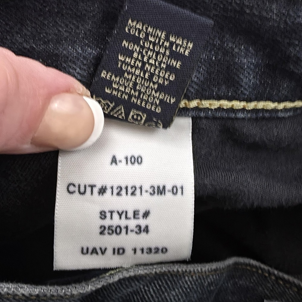 American Eagle Jeans Mens 34x34 Dark Wash Straight Leg Distressed Denim Casual - Picture 5 of 10